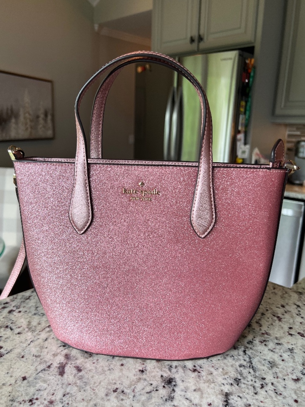 kate spade glitter rose-pink satchel